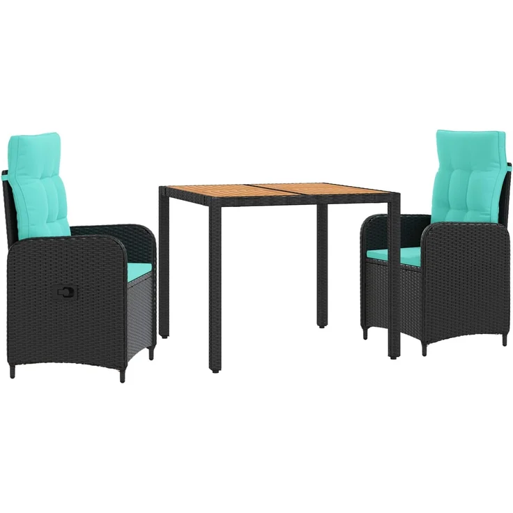 vidaXL Outdoortisch-Set 3 stk. Black and Turquoise 90 x 90 x 75 cm 3422266 – Bild 2