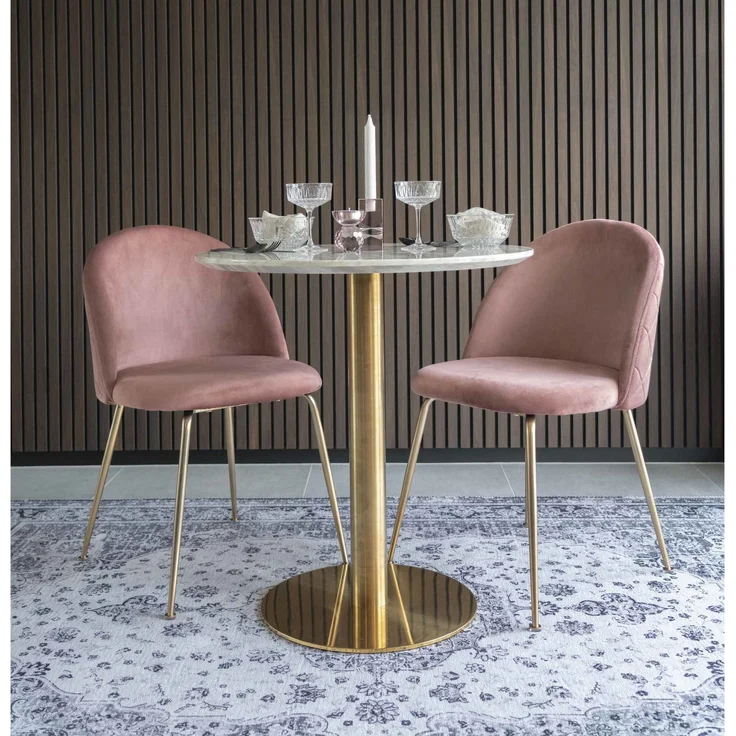 House Nordic Esszimmerstuhl, Samt, Rosa, Beine in Messingoptik, HN1214 - 2er set – Bild 11