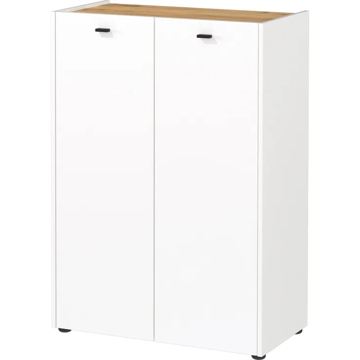 Germania Schuhschrank 2124-513 GW-Lucena, in Weiß/Eiche, Platz für bis zu 18 Paar Schuhe, 75 x 107 x 40 cm (BxHxT)