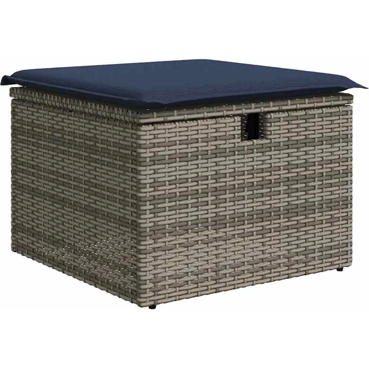 vidaXL Garten-Sofa-Set mit Kissen mit Speicher 7 pcs Grau Poly Rattan 3360236 – Bild 6