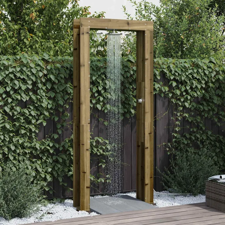 vidaXL Gartendusche 226 cm Imprägniertes Kiefernholz und Edelstahl 886339