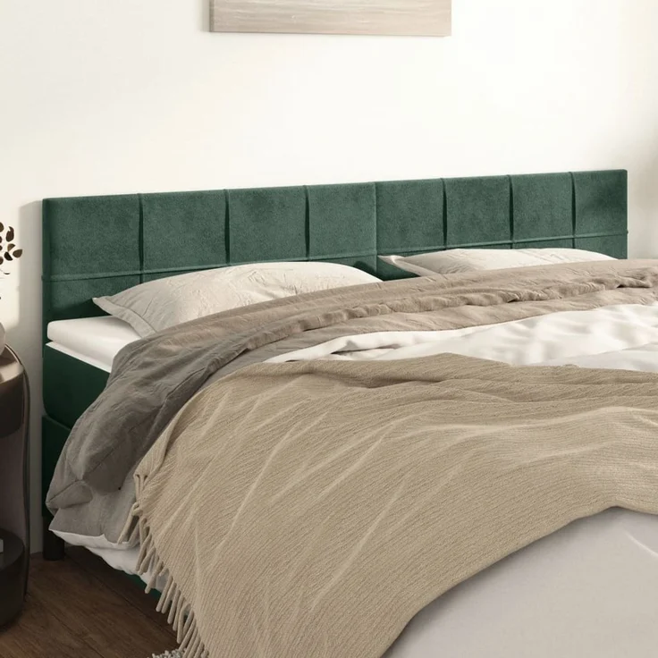 vidaXL Kopfteile 2 Stk. Dunkelgrün 100x5x78/88 cm Samt 346099 – Bild 1