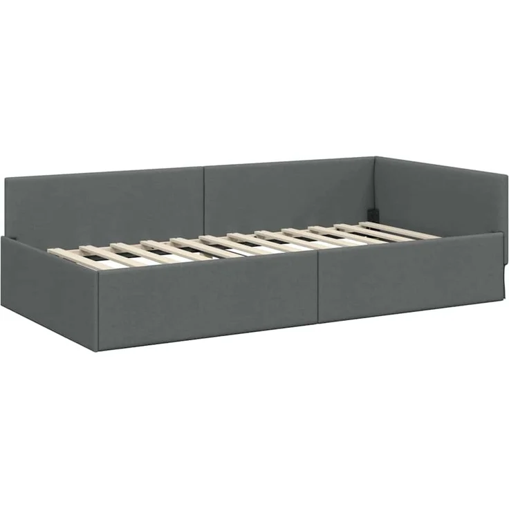 vidaXL Eckbettgestell mit Matratze 2 stk. Dunkelgrau 100 x 200 cm 3393606 – Bild 6