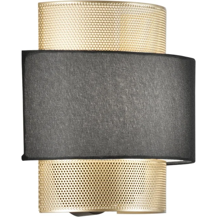 LED Wandlampe Metall Gold mit Stoffblende Schwarz, Breite 25cm – Bild 2