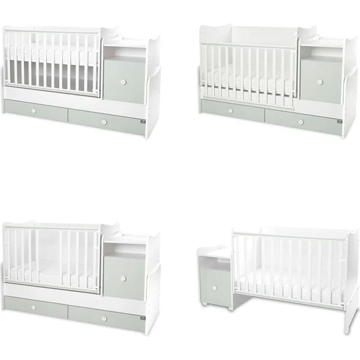 Lorelli Babybett Trend Plus 70x160cm Schreibtisch Kinderbett Schubladen Kommode grün – Bild 2
