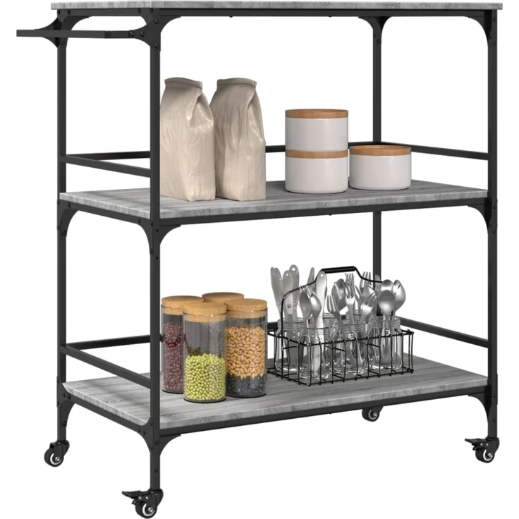 vidaXL Küchenwagen Grau Sonoma 100,5x50x105 cm Holzwerkstoff 842334 – Bild 12