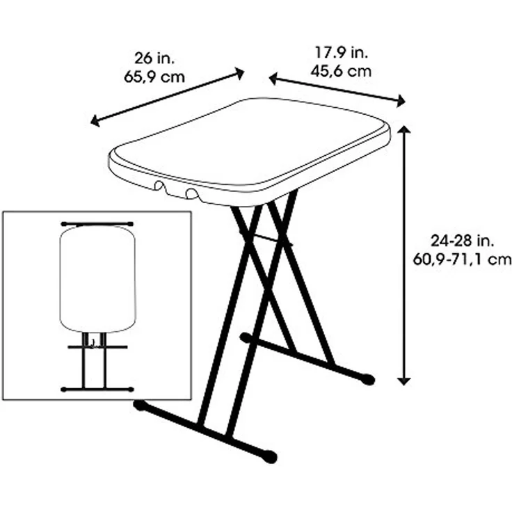 Lifetime 80251 Verstellbarer Klapptisch für Laptop, TV-Fach, 26 Zoll (66 cm), granitweiß – Bild 3