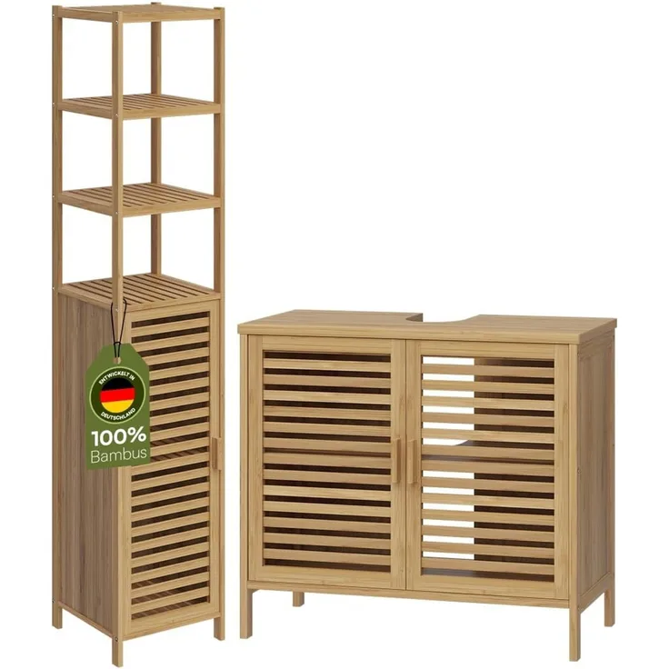 Bellamio Newa Badezimmer-Set, 1x Waschbeckenunterschrank, 1x Hochschrank