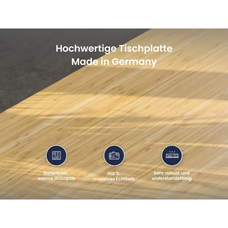 Desktopia Pro X - Elektrisch höhenverstellbarer Schreibtisch / Ergonomischer Tisch mit Memory-Funktion, Bambus Echtholz, Gestell Weiß, 180x80 cm – Bild 5