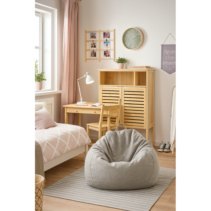 AD.CON Sitzsack mit Füllung, Hellgrau, 80 x 90 x 50 185L, Styropor-Regranulat – Bild 4