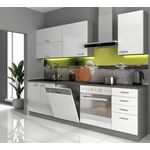 'Bianca Basic' Küchenzeile, Hochglanz weiß, 85 x 60 x 240 cm