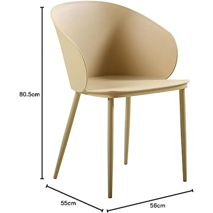 Homemania Stuhl Dalis, 2 Stück, Farbe Khaki aus Polypropylen und Metall für Büro, Wohnzimmer, Esszimmer, Küche, Schlafzimmer, Letto-Tavolo, L55xP56xA80,5 cm – Bild 3