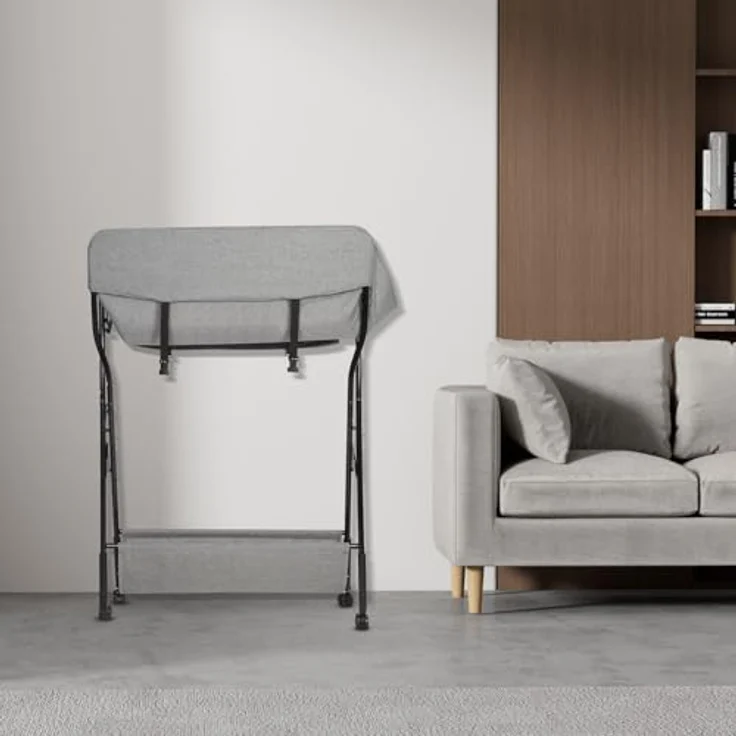 Wickeltisch Faltbar und Tragbar 3 in 1, max. Belastung 25 kg für neue, Wickeltisch mit Aufbewahrungskorb, Sicherheitsgurt und 4 Rollen mit Bremse, höhenverstellbar, 86 * 62 * 96 cm-grau – Bild 5