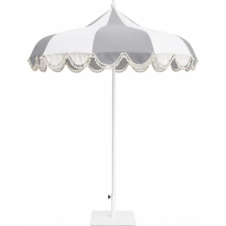 Casa Padrino Luxus Sonnenschirm Weiß / Grau Ø 200 x H. 250 cm - Hotel & Garten Möbel VPP – Bild 1