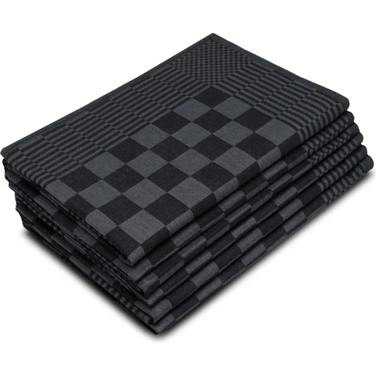 ZOLLNER 6er Set Geschirrtücher, 65x65 cm, 100% Baumwolle, schwarz kariert – Bild 1