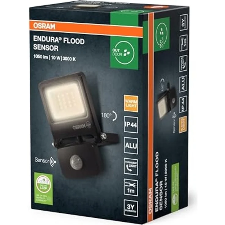 Osram Außenleuchte Endura Flood Bewegungsmelder 10W PCR dunkelgrau warmweiß – Bild 2