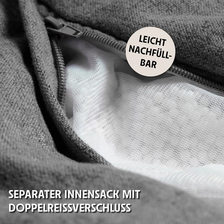 URBANARA Sitzsack 185l grau Basic-Comfort – Bild 4