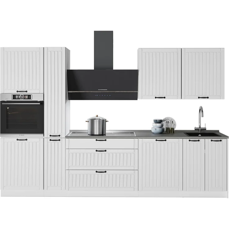 Küchenzeile Fame-Line Weiß Landhaus/Weiß 310 cm, AP Anthrazit Vicco – Bild 6