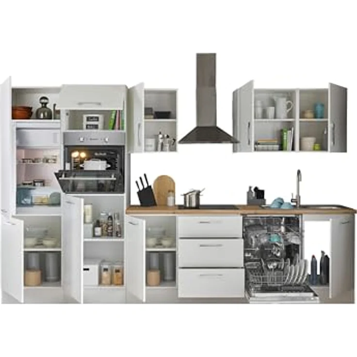 Stella Trading Turin ZB Küchenzeile 340 x 211 x 60 cm, weiß - Ohne Küchengeräte - Moderne, geräumige Küche in Artisan-Eiche Optik mit viel Stauraum – Bild 5