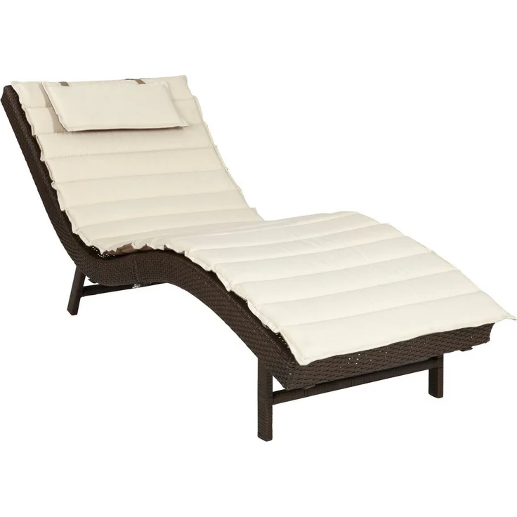 MERXX Gartenliege Piacenza, Polyrattan, braun, inkl. Wendeauflage – Bild 1