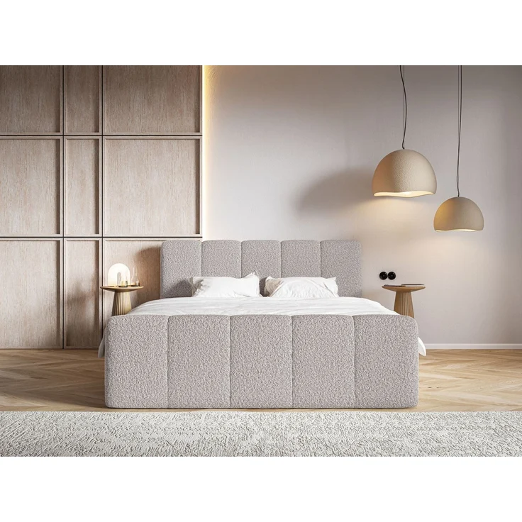 Selsey 'Cloudy II' Boxspringbett mit Bettkästen und Topper Bouclé Taupe, 160x200 cm – Bild 2