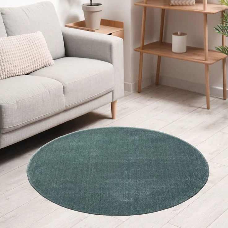 Vimoda Teppich Teppich Rund Wohnzimmer Kurzflor, Rund, Höhe: 8 mm, Teppich Rund Einfarbig – Bild 3