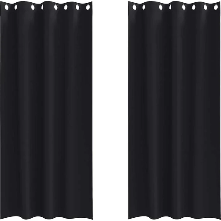 vidaXL Verdunkelungs-Vorhänge mit Ringen 2 stk. Schwarz 260 x 140 cm 4107322 – Bild 1