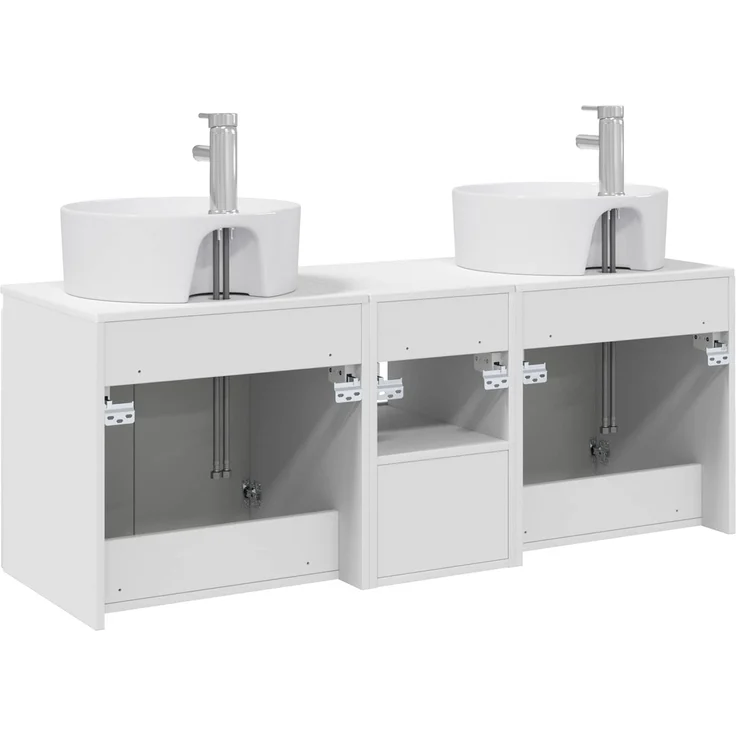 vidaXL Wandmontiertes Badezimmerschrank-Set 3 stk. Weiß 3405677 – Bild 8