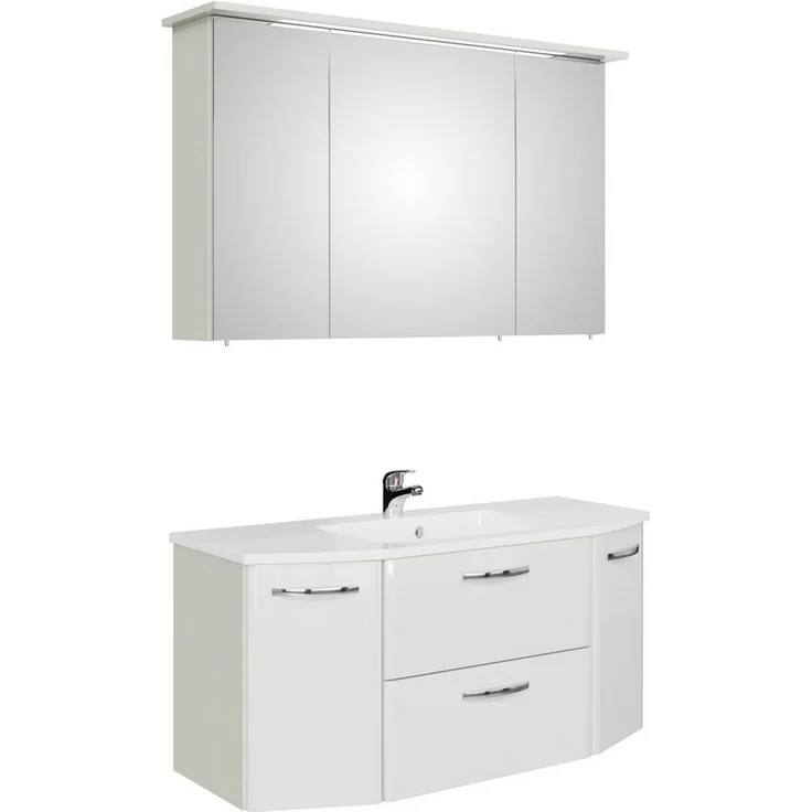 Saphir Badmöbel-Set Quickset 326, 3-teilig, mit Keramikwaschtisch, (3-St), Badezimmer-Set in Weiß Glanz – Bild 1