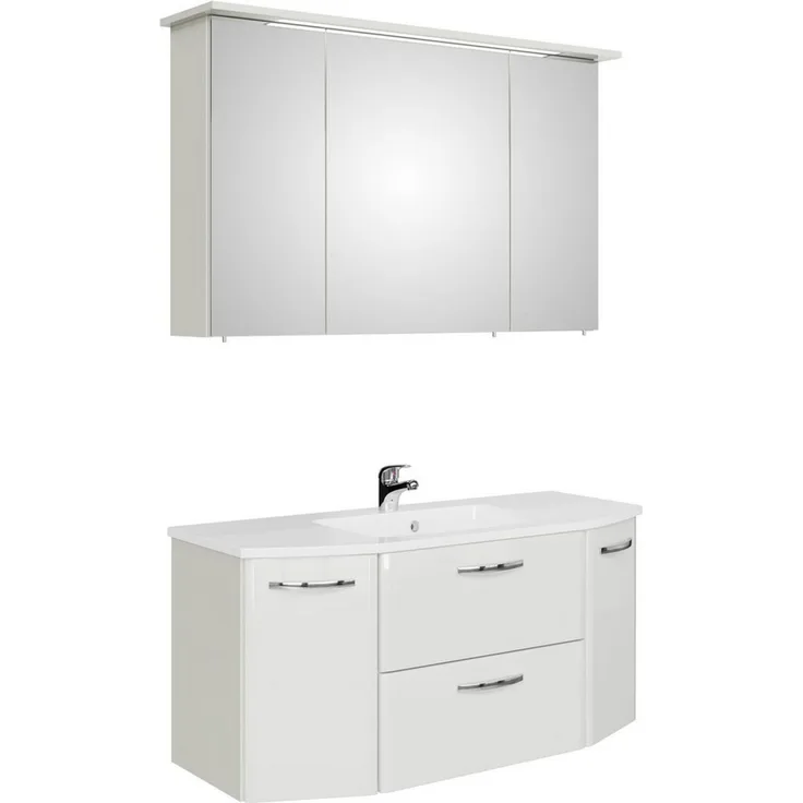 Saphir Badmöbel-Set Quickset 326, 3-teilig, mit Keramikwaschtisch, (3-St), Badezimmer-Set in Weiß Glanz