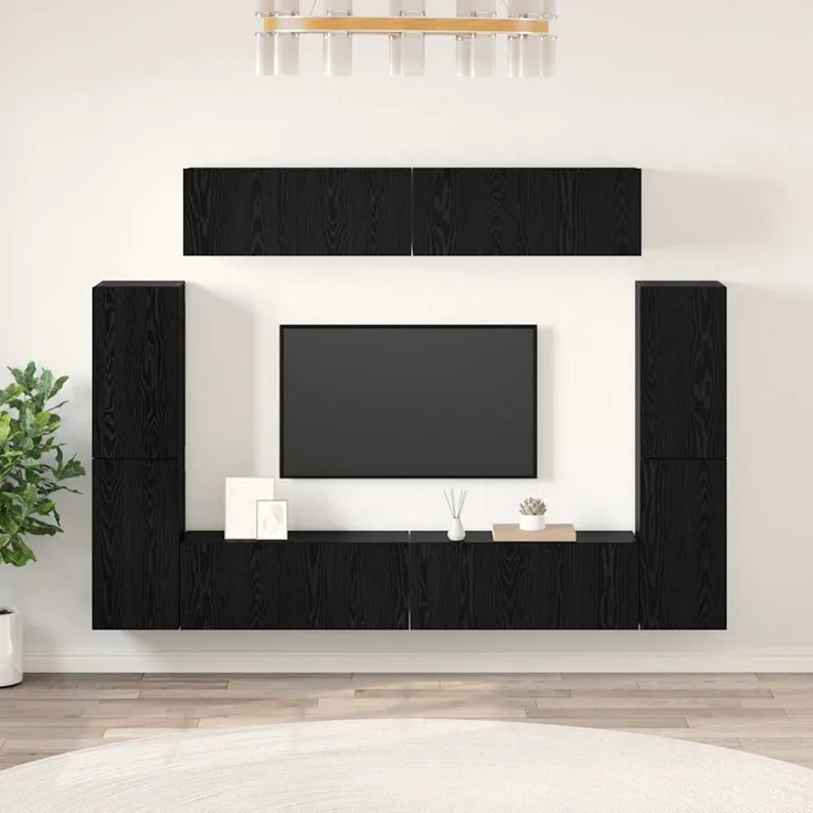 vidaXL TV-Schrank-Set 8 stk. 80 x 30 x 30 cm Schwarz Eichen-Optik 3393325