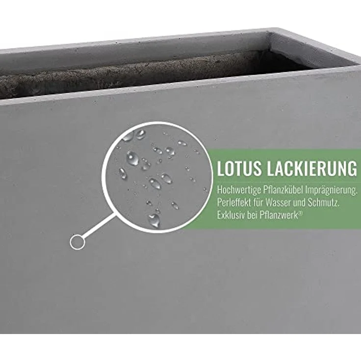 Pflanzwerk® Pflanzkübel TUB Premium Fiberglas Blumenkübel Frostbeständig mit Lotus-Effekt, Fiberglas - Handgefertigt - Rechteckig - Frostbeständig – Bild 4