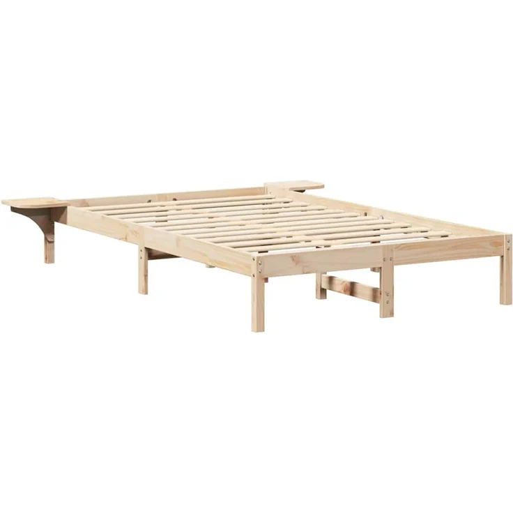 vidaXL Bettrahmen Natur 140 x 190 cm Massives Kiefernholz 873193 – Bild 4