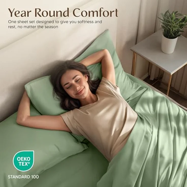 Utopia Bedding Bettwäsche-Set für King-Size-Bett, 4-teilig, gebürstete Mikrofaser, schrumpft und lichtbeständig, pflegeleicht (King-Size-Bett, Salbei) – Bild 6