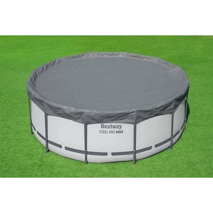 Bestway Winterfeste Premium-Abdeckplane Ø 370 cm Grau rund – Bild 2