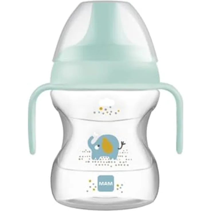 MAM Learn To Drink Cup, Becher mit abnehmbaren Griffen und Ausgießer, ab 6 Monaten, 190 ml, Blau