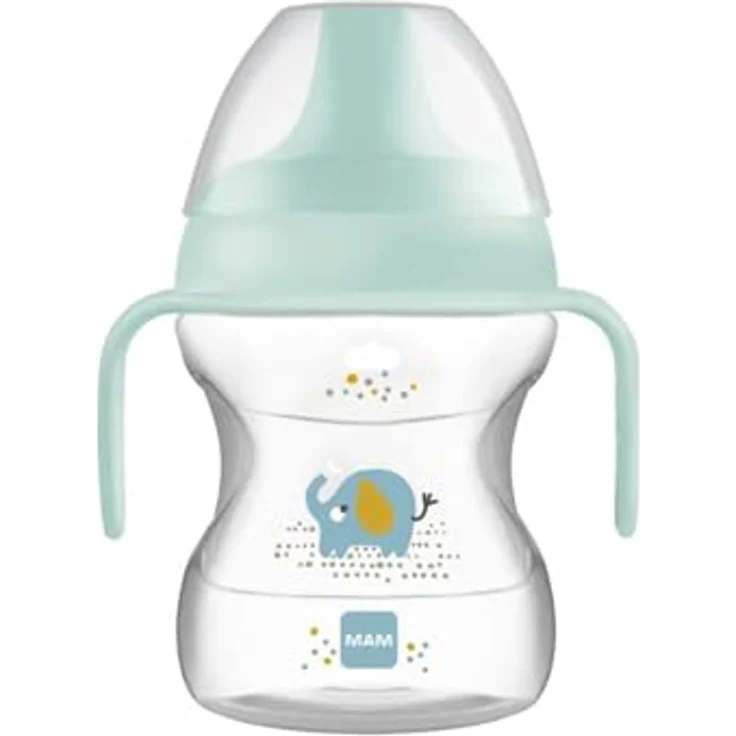 MAM Learn To Drink Cup, Becher mit abnehmbaren Griffen und Ausgießer, ab 6 Monaten, 190 ml, Blau – Bild 1
