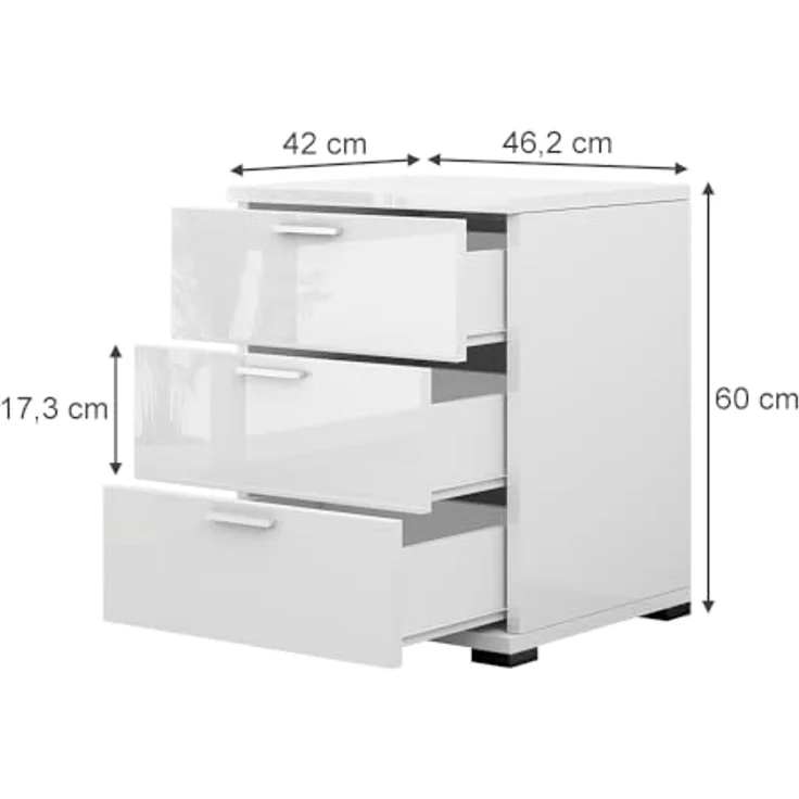 Nachttisch Marseille Weiß Hochglanz 46.2 x 60 cm Vicco – Bild 4