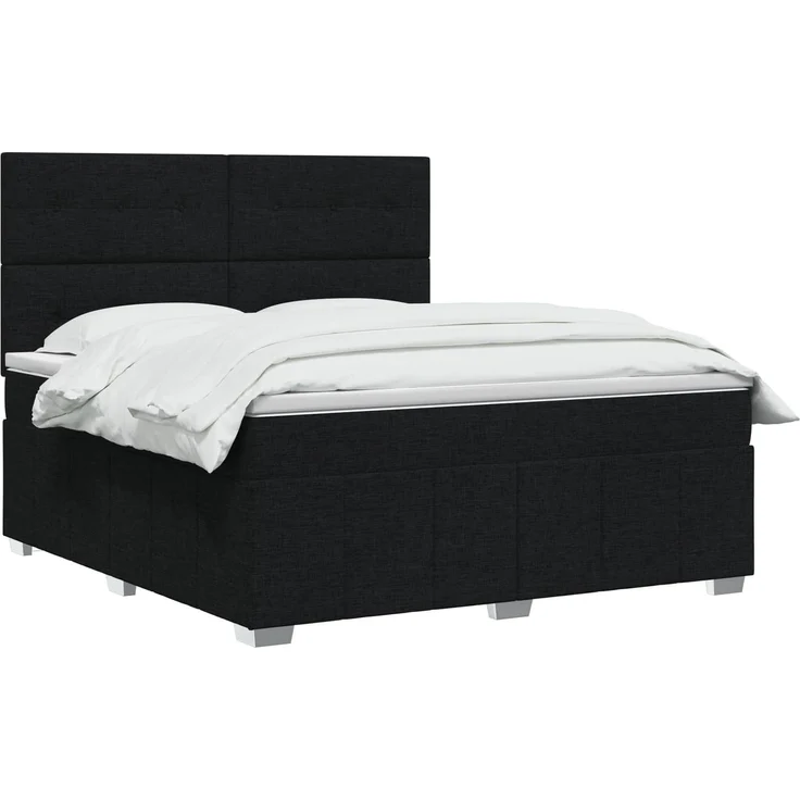 vidaXL Boxspringbett mit Matratze Schwarz 160 x 200 cm Stoff 3454178 – Bild 3