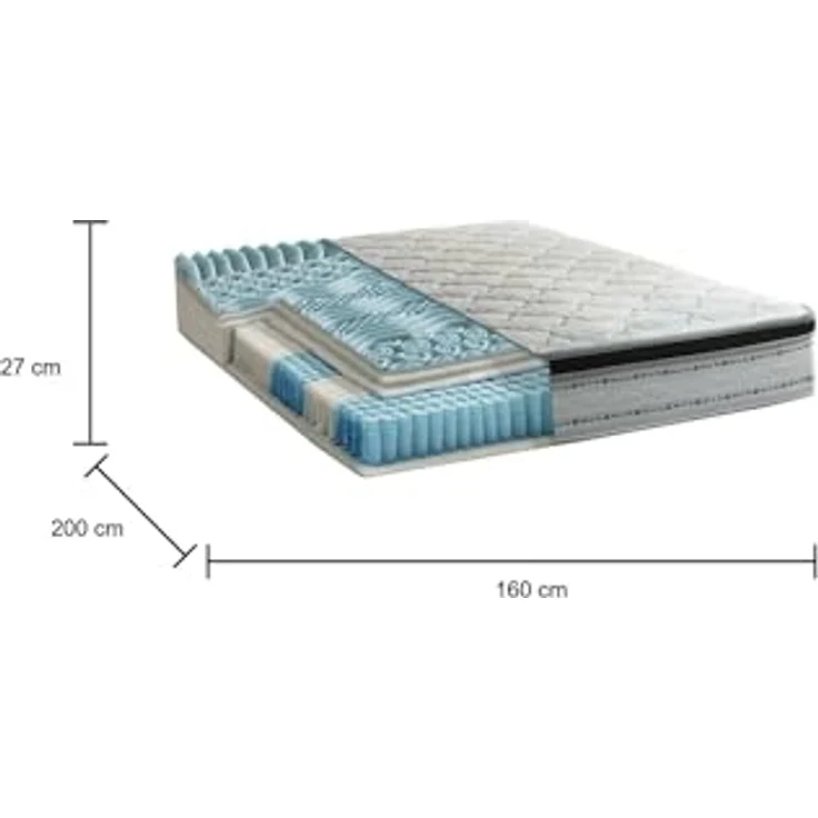 Talamo Italia - Porzia-Doppelmatratze, abnehmbarer Bezug aus Memory Foam+Gel und Taschenfedern, 100 % Made in Italy, milbenhemmend und hypoallergen, 160 x 200 x 27 cm – Bild 2