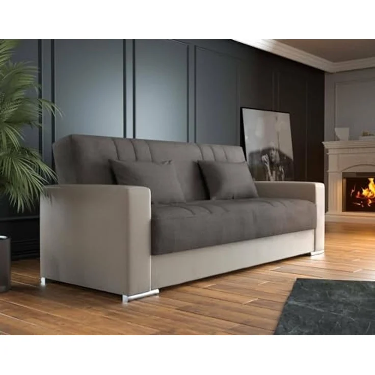 Dmora 3-Sitzer Schlafsofa Sergio 230x96 cm Beige, Stauraum – Bild 4