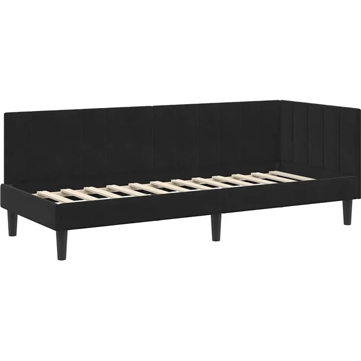 vidaXL Eckbettgestell mit Kopfteil Schwarz 80 cm x 200 cm Samt 42016333 – Bild 3