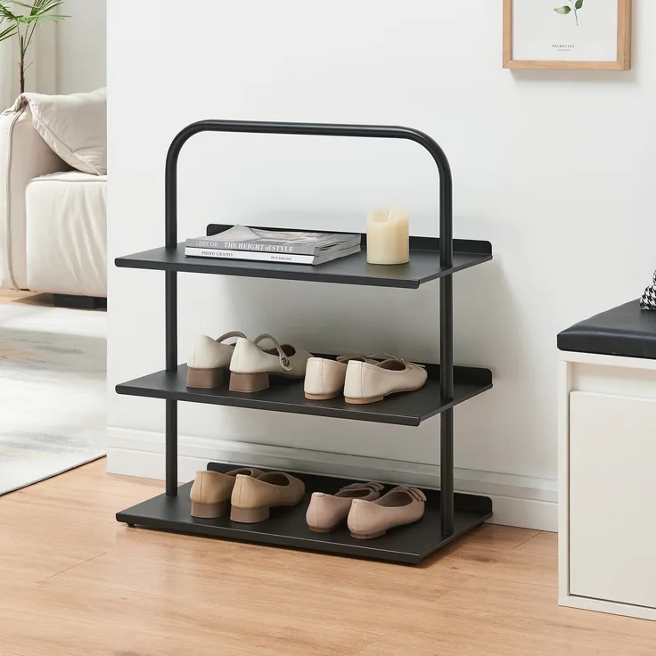 Schuhregal Poytya Stahl 73x60x32 cm Schwarz [en. casa]