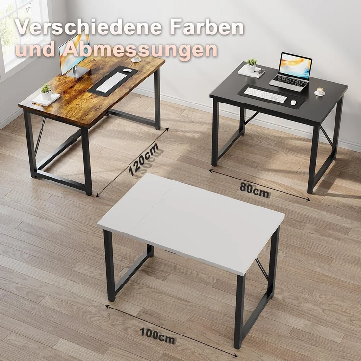 JUMMICO Schreibtisch 120 x 50 x 75 cm, Kleiner Tisch Computertisch Bürotisch für Arbeitszimmer, Computertisch Klein für Home, Office, Braun – Bild 8