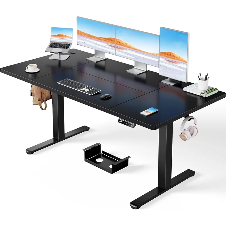 ErGear Höhenverstellbarer Schreibtisch-160x80 cm,100 KG Tragkraft Elektrischer Schreibtisch mit Fortgeschrittenem Bürstenlosem Motor, Leise Funktion, Robuster Metallrahmen, Vierteilige Tischplatte – Bild 1
