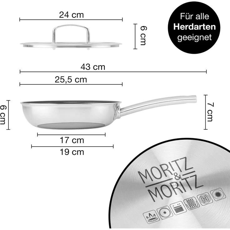 Moritz & Moritz Pfanne Rund mit Deckel 24cm – Bild 2