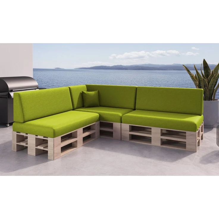 sunnypillow Palettenkissen mit abnehmbarem Bezug Kaltschaum Palettenauflage Palettenpolster Palettensofa Sitzkissen Rückenlehne Indoor Outdoor 8er Set 120x80 Grün – Bild 2