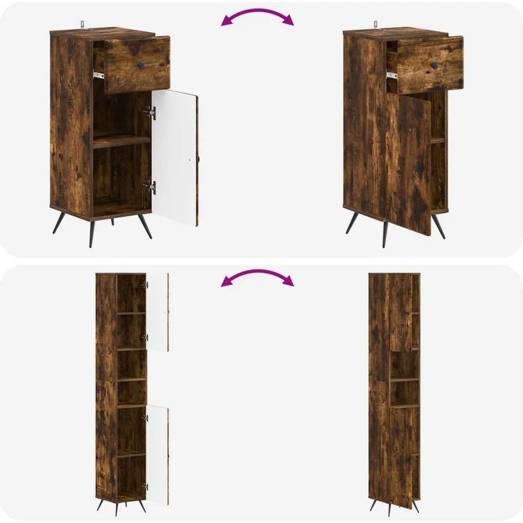 vidaXL 3-teiliges Badezimmer-Schranksystem BREDA Räuchereiche 3417887 – Bild 8