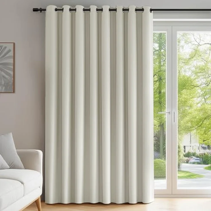 Deconovo Verdunkelnde Gardinen mit Ösen Blickdicht Türvorhang Hellbeige | 1 Stück, H214 x B254 cm, Hitzeschutz Gardine, Blackout Curtain, Sichtschutz, Thermovorhang für Schlafzimmer und Wohnzimmer – Bild 1