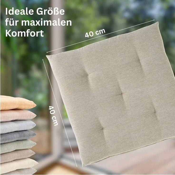 Esprit Stuhlkissen NEEDLESTRIPE Sitzkissen, 40 x 40 cm - 4er Set in Braun – Bild 4
